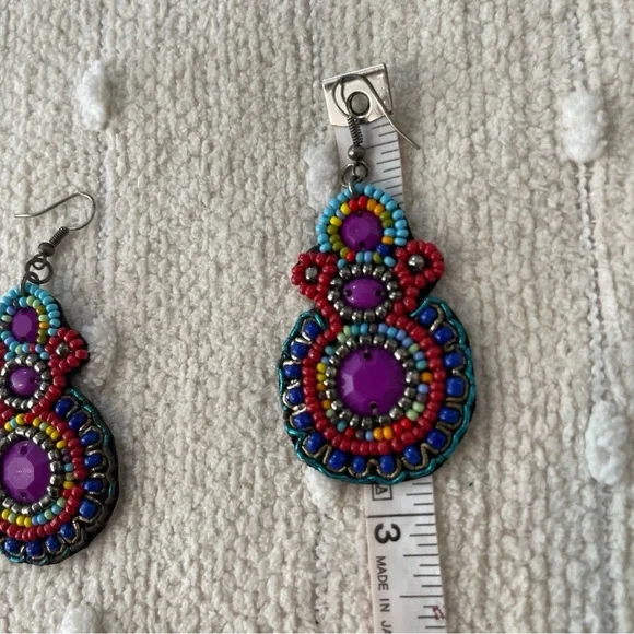Colorful Beaded Earrings - Picture 4 of 5